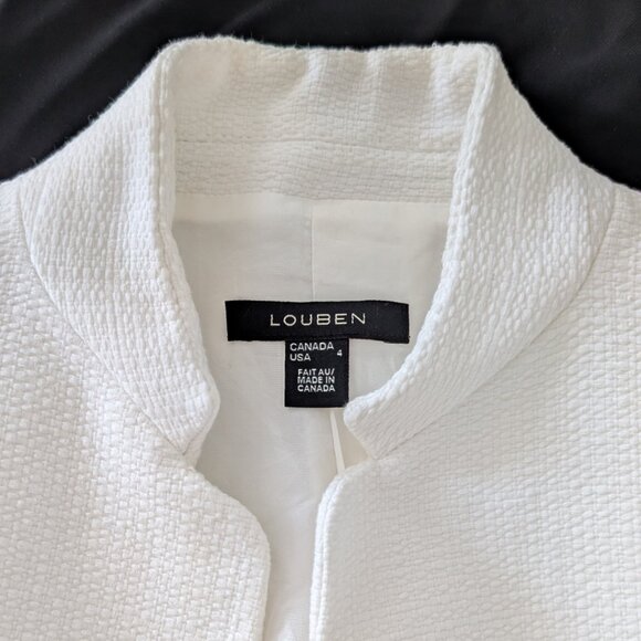 LOUBEN White 100% Cotton Coat No Collar Women's Size 4 - Picture 7 of 8